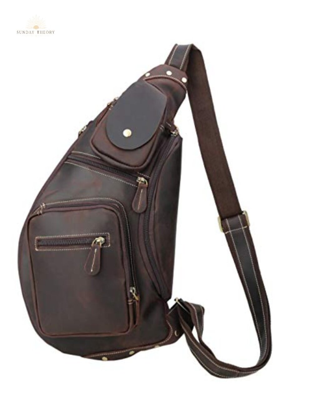 Full Grain Leather Cross Body Sling Bag Chest Bag Backpack Tactical Daypack